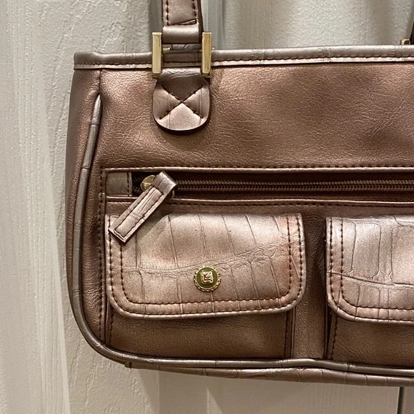 Y2K Liz Claiborne Rose Gold Shoulder Bag - Picture 3 of 13